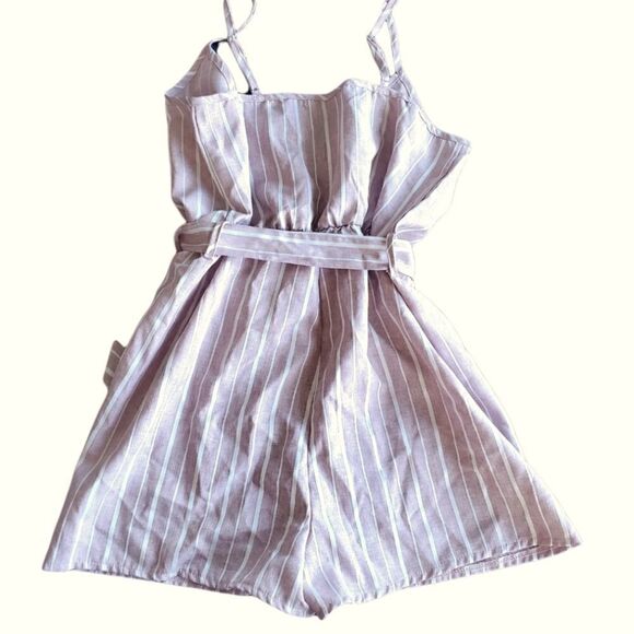 Romwe Surplice Cami Romper Pink Stripe - Picture 5 of 9